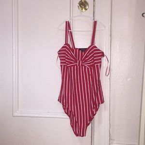 Ambiance Apparel Red Stripped Bodysuit
